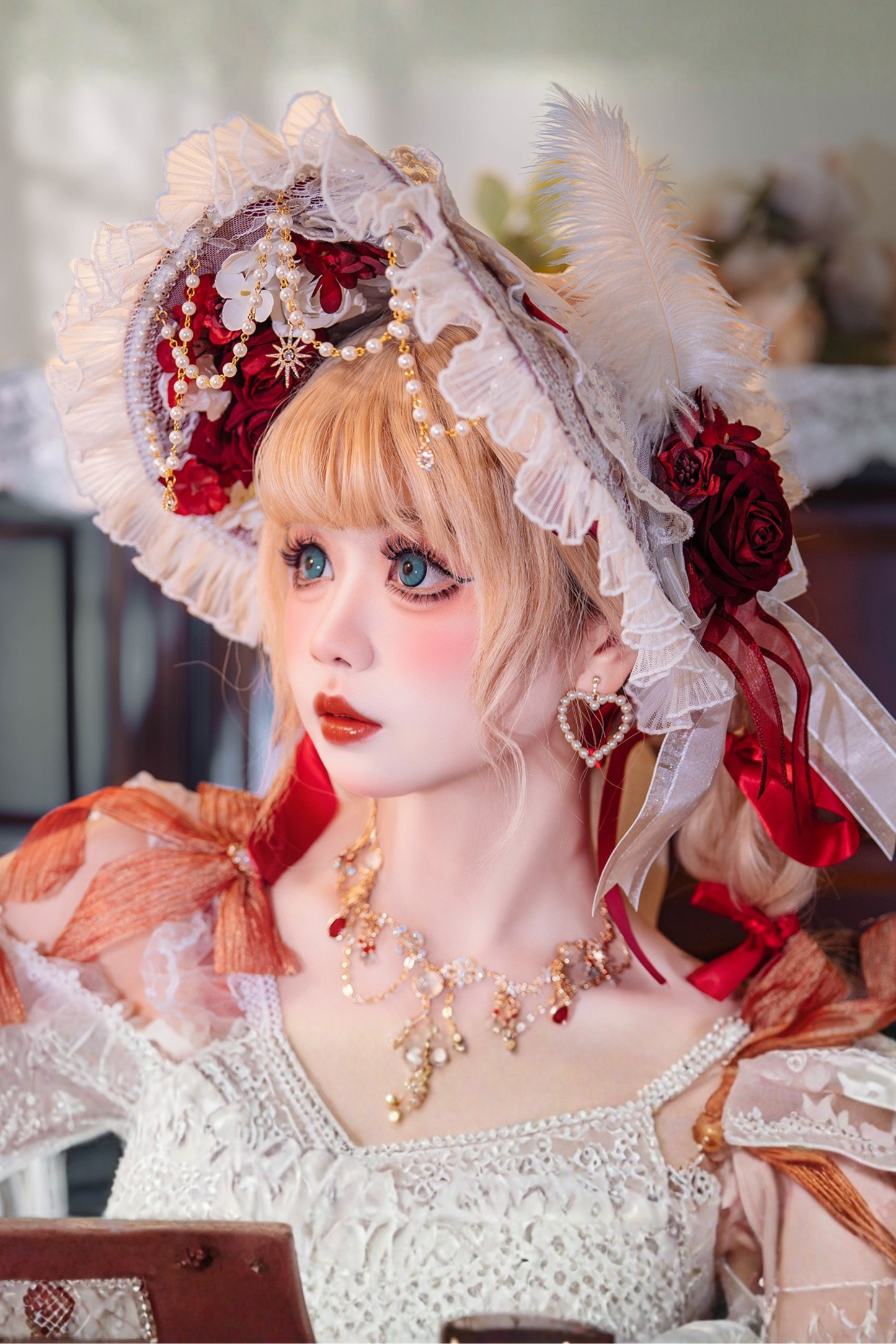 スイートロリータフラワーハット+ネックレス