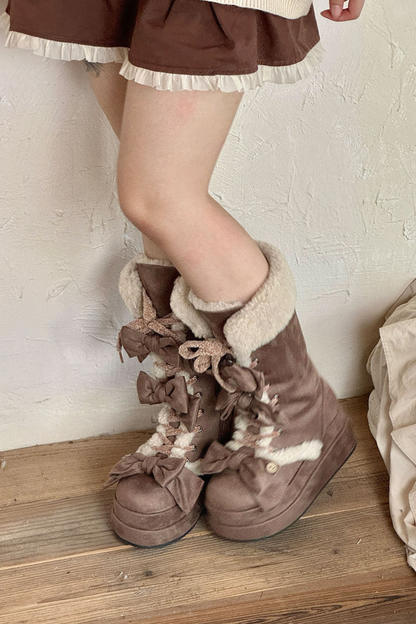 リボンロリータスノーブーツ