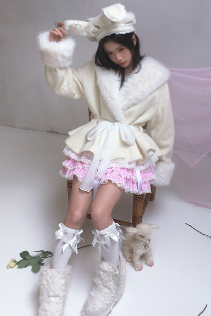 ピンクグラデーションレーススカート