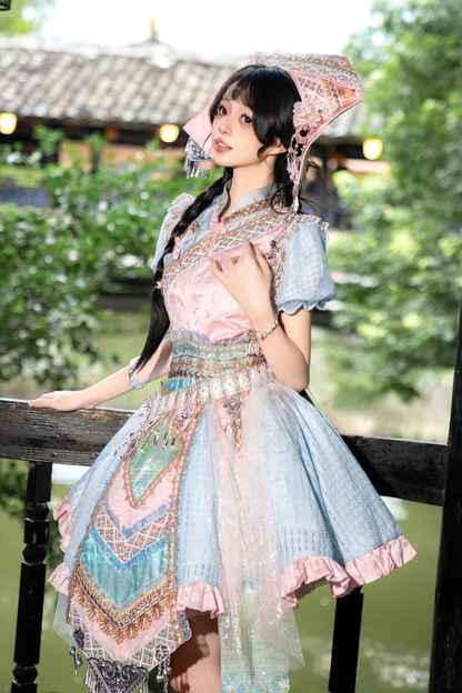 【12月16日予約締切】エスニックロリータツインコーデパフスリーブドレスセット＋ベルスリーブドレスセット