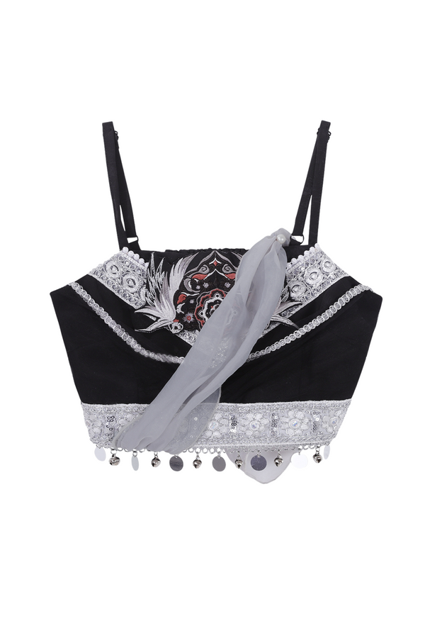 レトロダークチャイナスカート＋キャミソール＋シアーコート