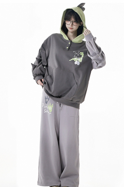 フォレストティーカジュアルフードスウェットス+スウェット+アシメパンツ+カジュアルパンツ