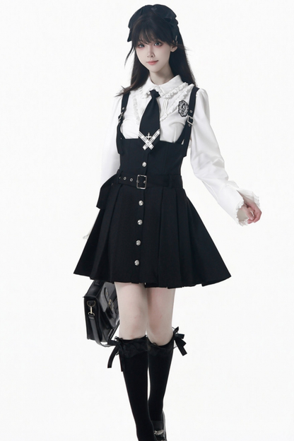College Jacket + Suskirt + Blouse + Tie