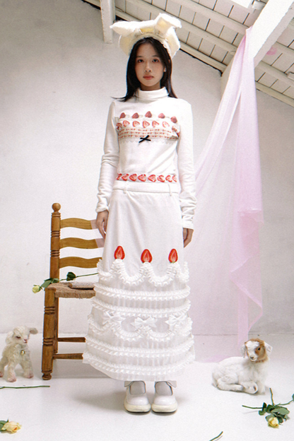 ストロベリーケーキプリントスカート