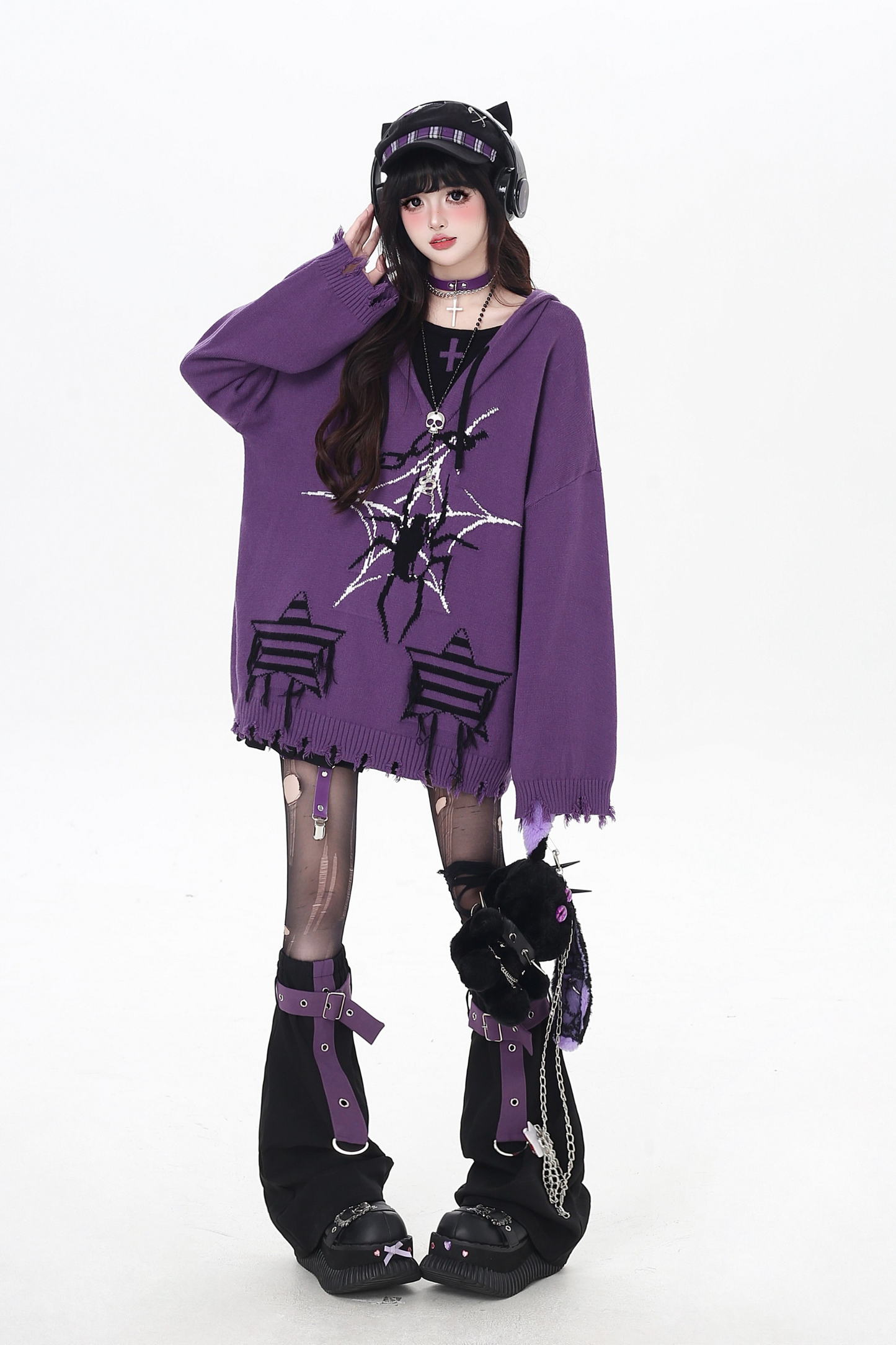 Subculture Faux Tooloos Hooded Tops