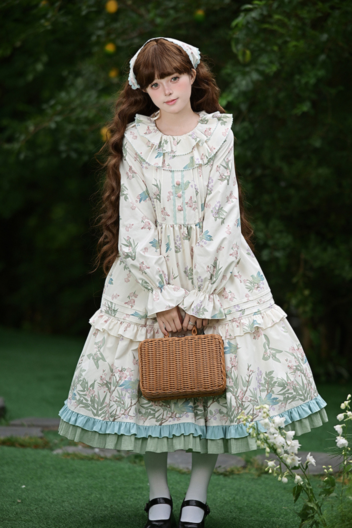 【予約商品】フォレストフラワードレス+サスペンダースカート+ブラウス+カーディガン+スカーフ