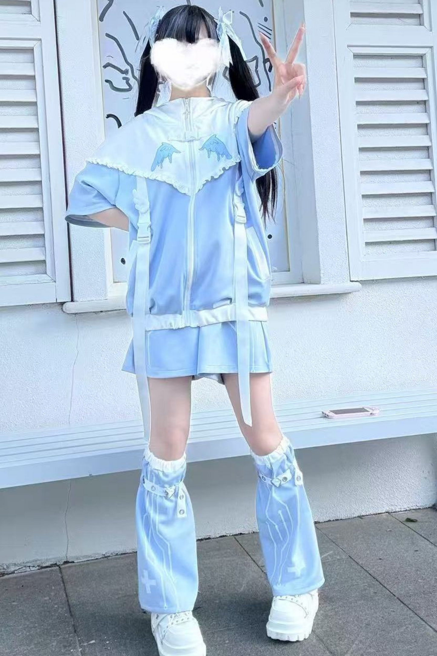 アクア天使サブカルチャーフードジャケット+パンツ+レッグカバー