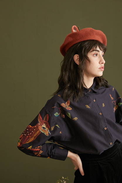 Elegant Fawn Print Shirt