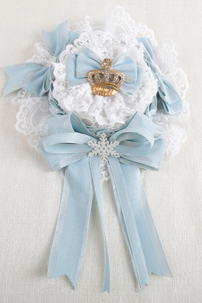 フリルアイスカラーロリータフラットハット+リボンクリップ+ヘアバンド+ハットクリップ