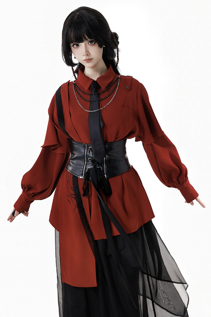 China Top + Chiffon Pants + Corset