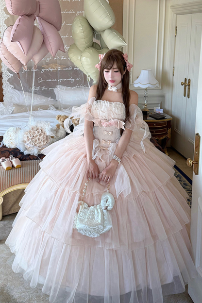 [Vorbestellung bis 30. März]Reines, süßes Hochzeitskleid + Ärmel + Schal