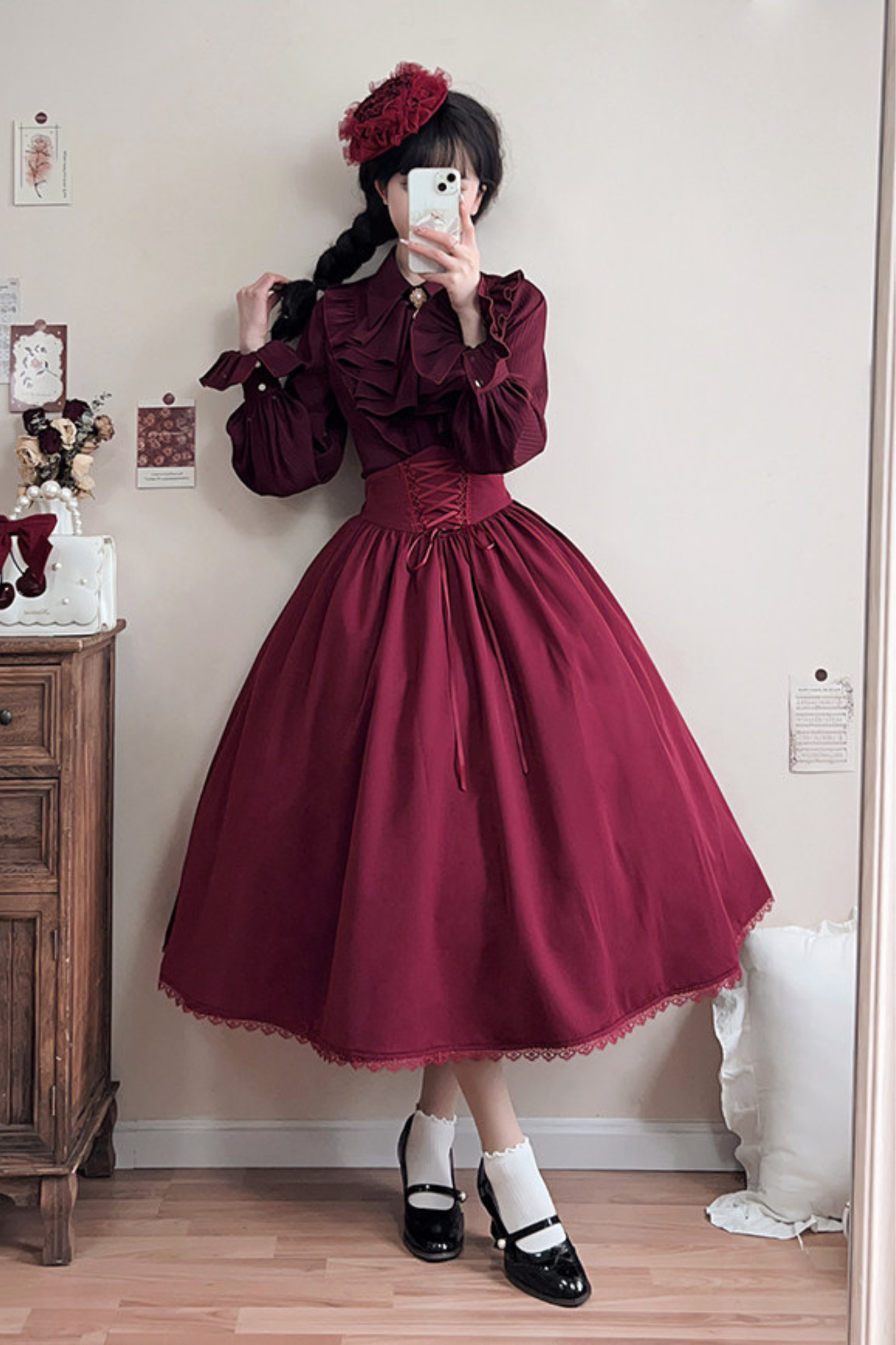 Retro Reversible Fishbone Lolita Skirt