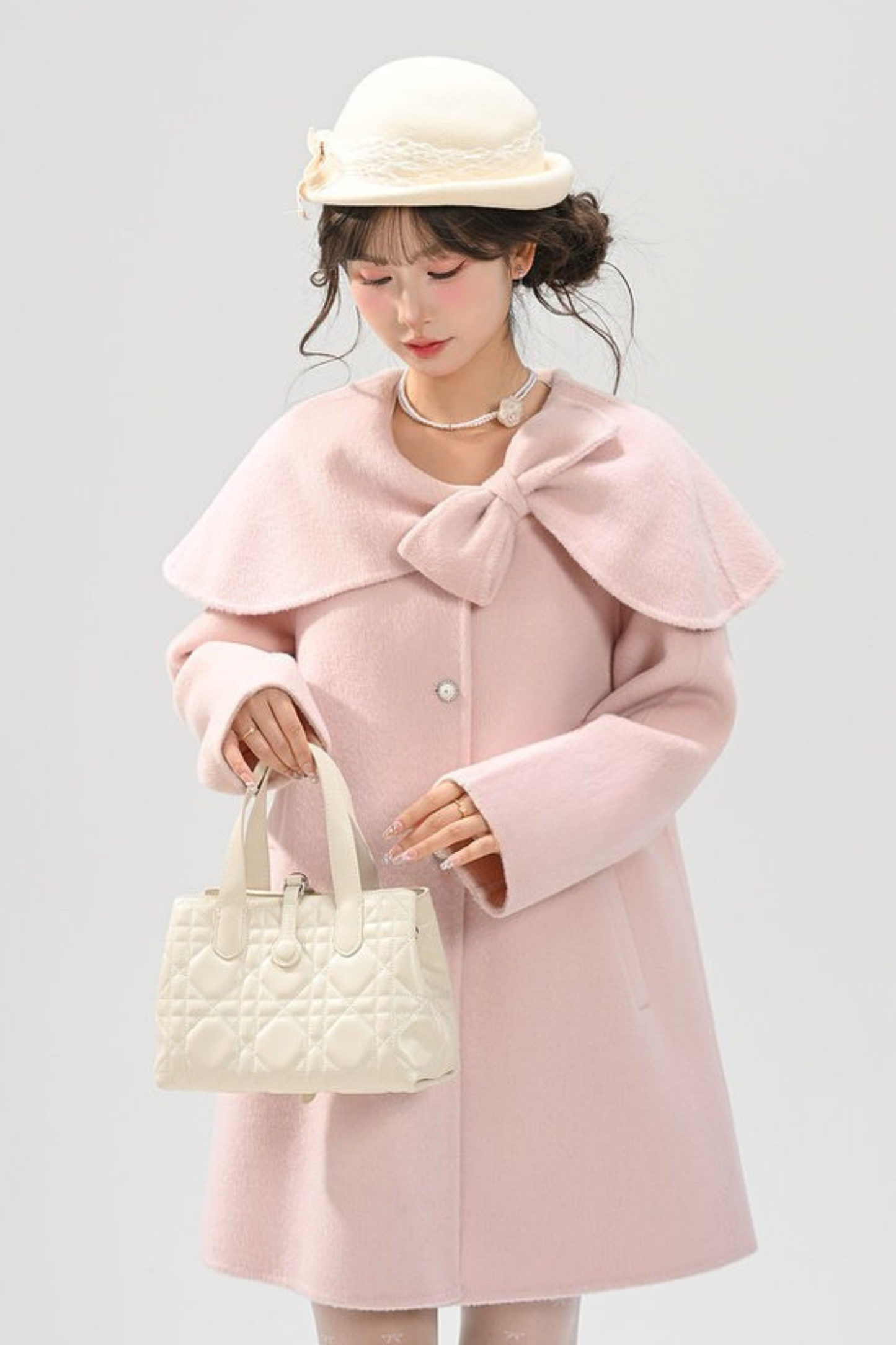 リボンビッグカラーフレアコート