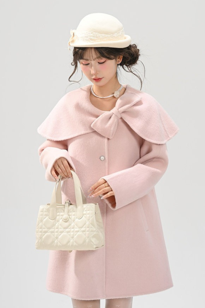 リボンビッグカラーフレアコート