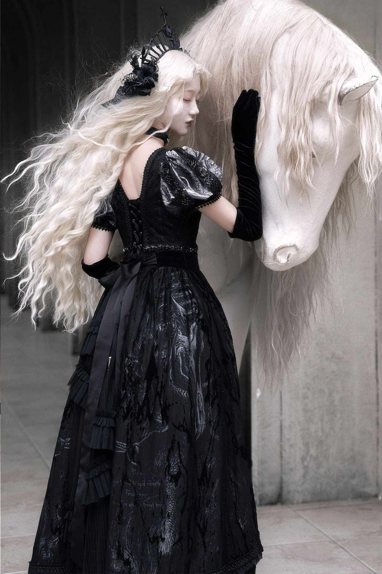 [Vorbestellung bis 8. Juni] Phantom Night Serie Gothic Kreuz Skelett Krone Kopfschmuck Stirnband