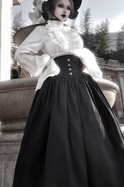 ゴシックロリータケープ+シャツ+スカート+リボン+ボンネット