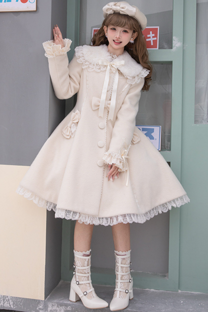 Ribbon Girly Lace Flare Coat + Frilled Cape