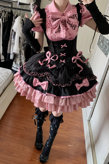 【3月10日予約締切】キャンディハートビートロリータシャツ+ジャンパースカート+ハット+リボン