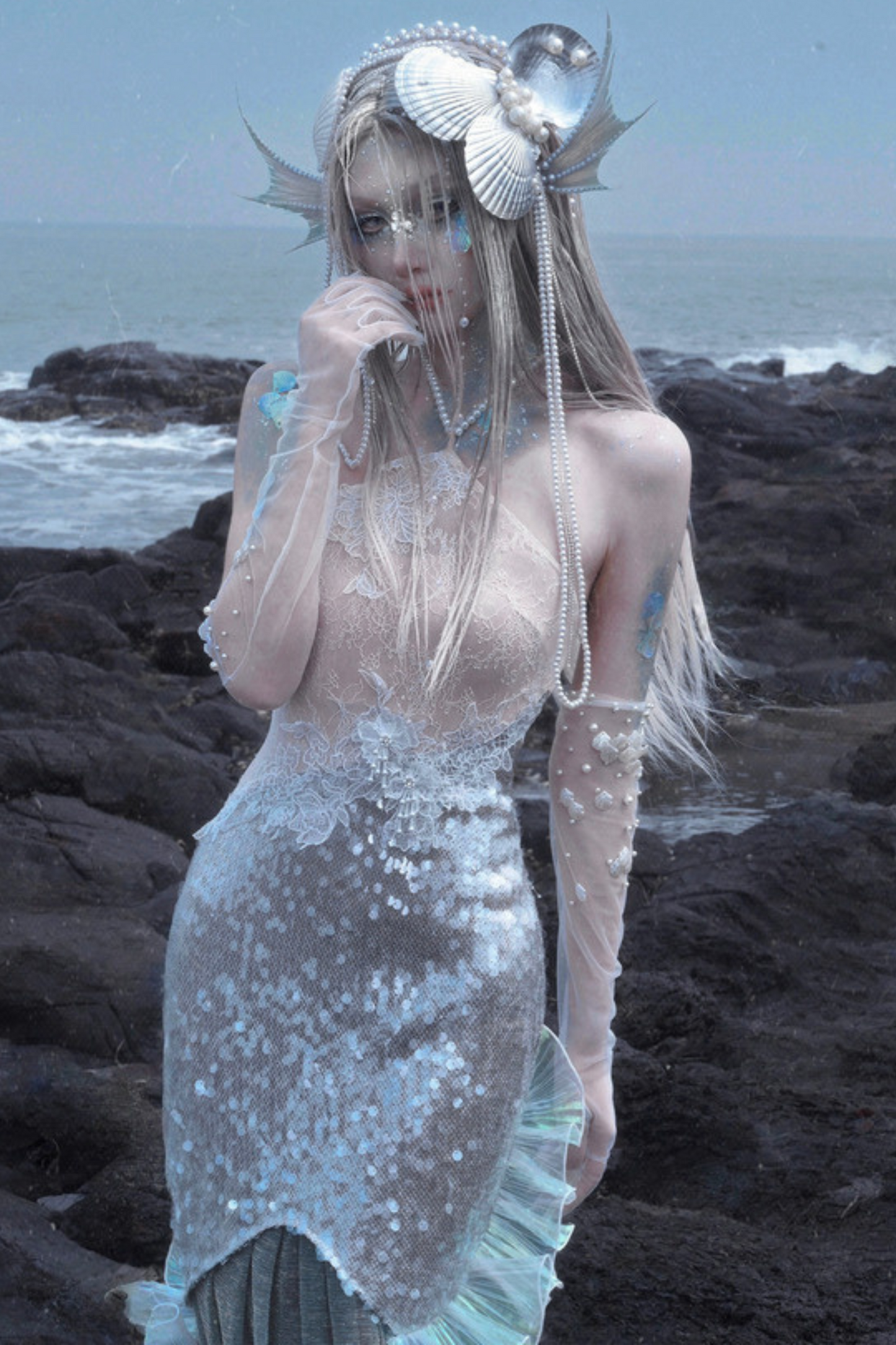 [Pre-order] Mermaid Seaside Dress + Sequined Shawl