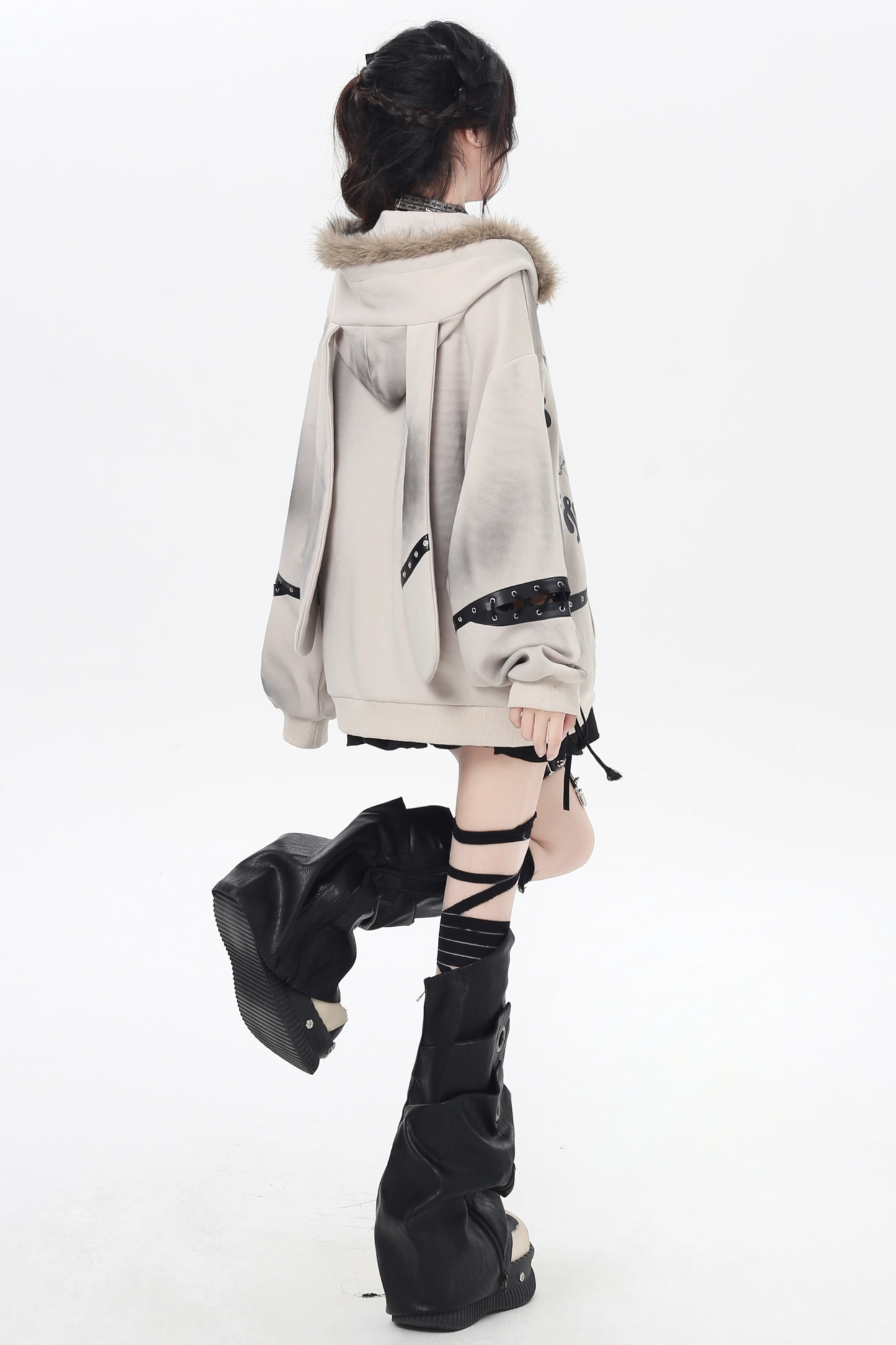 American Fur Hooded Loose Punk Hoodie