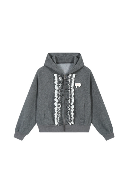 バレエレーススウェットフードジャケット+ケーキスカート