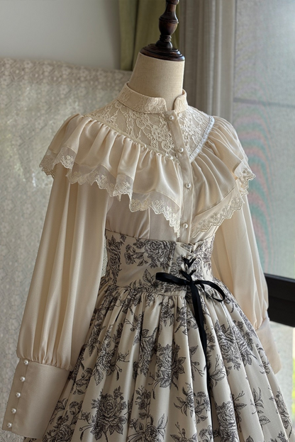 Ketch Wild Rose Stand Collar Lolita Blouse