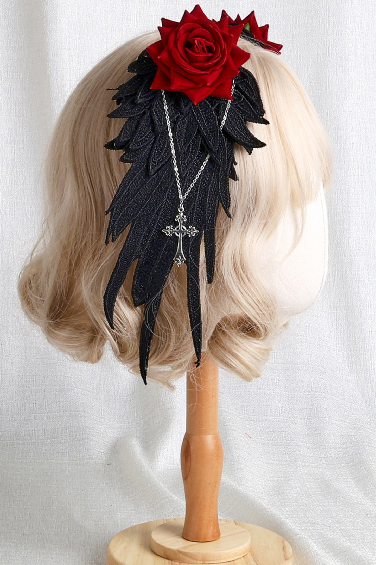 Gothic Rose Feather Hat + Bonnet + Hairband + Feather Clip