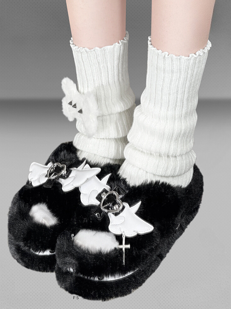 DeVille Angel Platform Fur Shoes Slippers