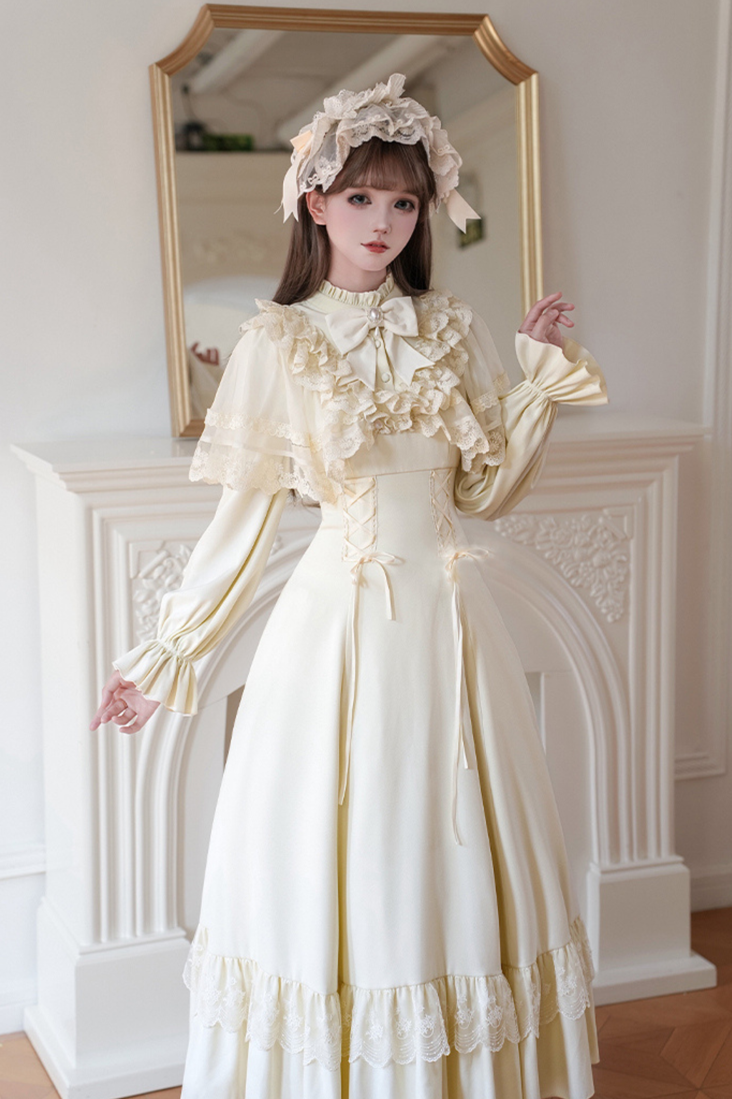 Elegant Dress + Shawl + Ribbon + Headdress