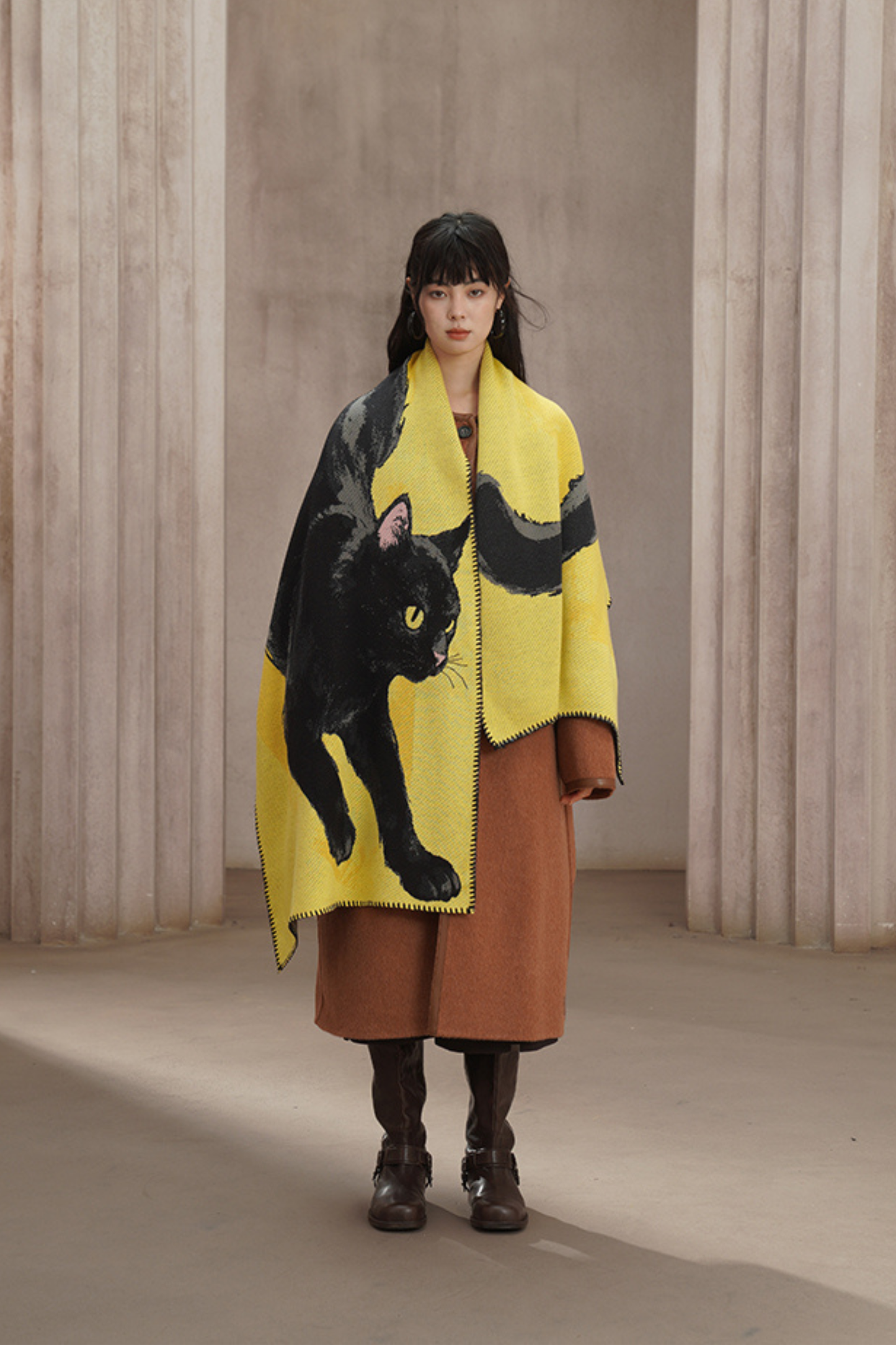 黒猫ビッグニットマフラー