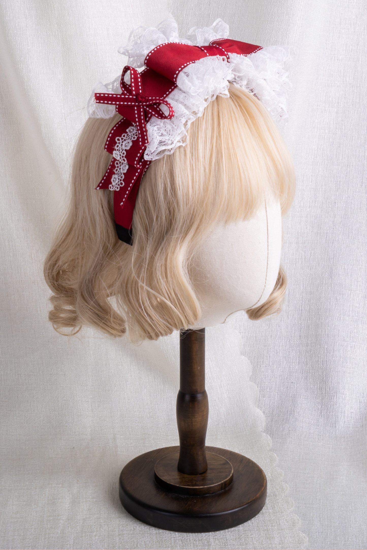 レースステッチロリータヘアバンド+ハットクリップ