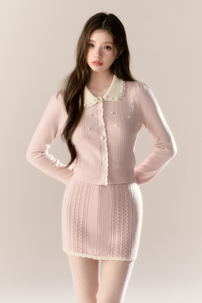 スイートアイランドドールカーディガン+タイトスカート