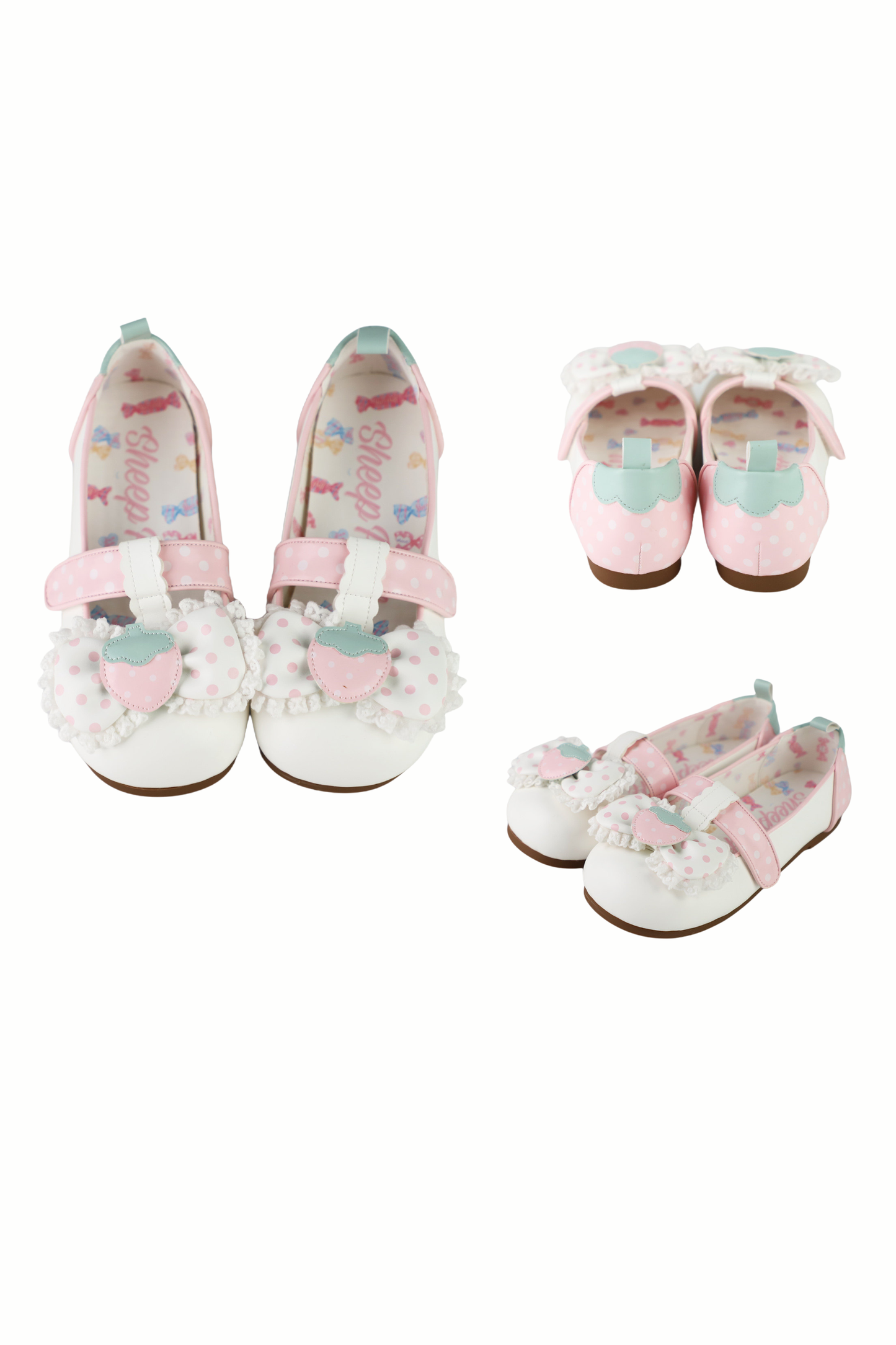 ストロベリーポルカドットフラットシューズ