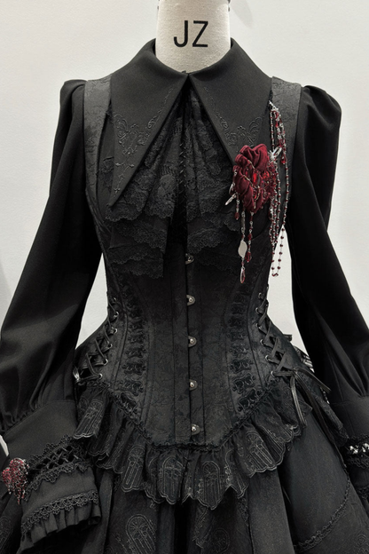 【4月19日预售截止】哥特蕾丝连衣裙+胸衣+裙子+上衣+发带+帽子+胸针