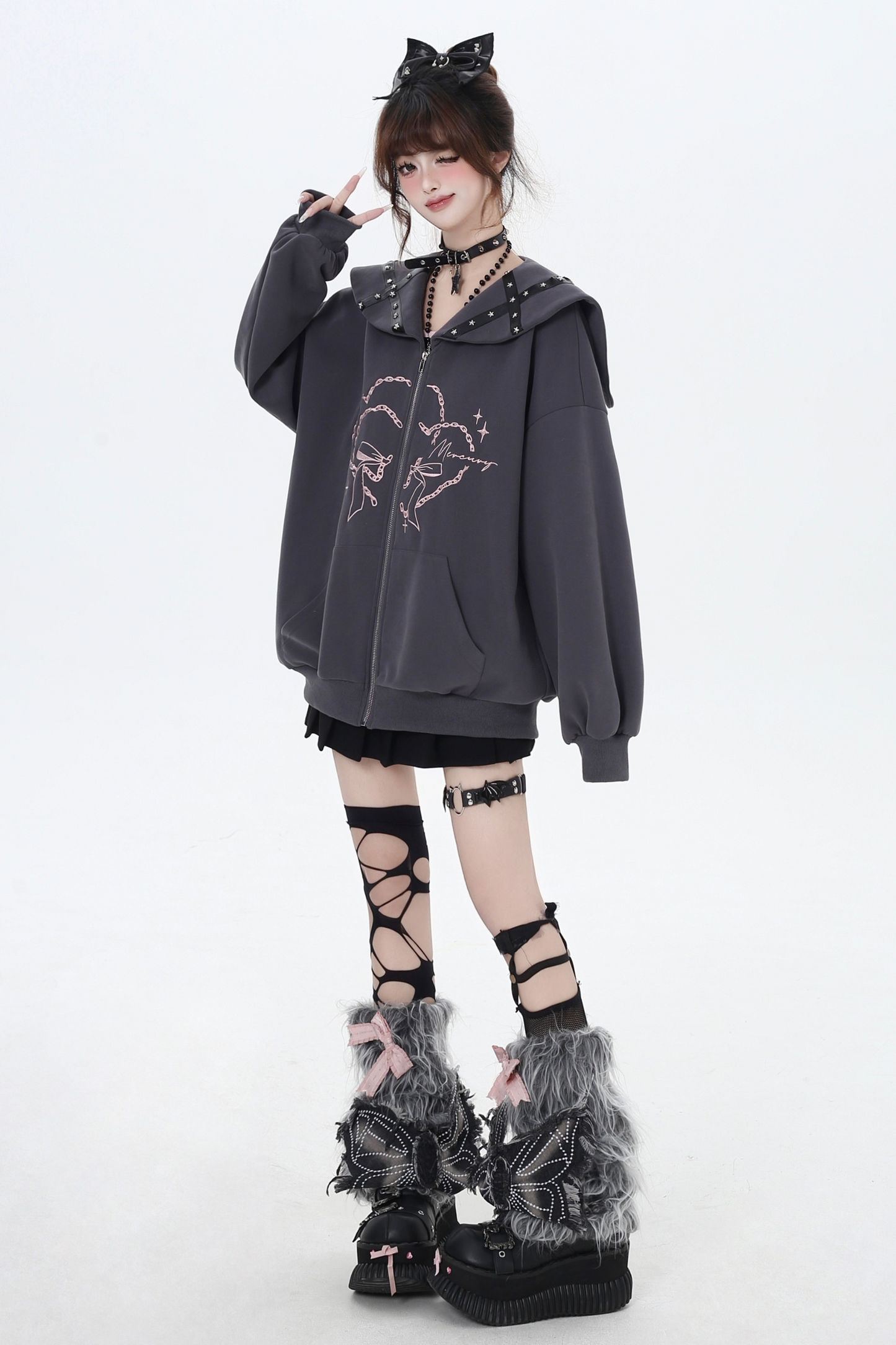 Dark Cross Sailor Collar Hoodie