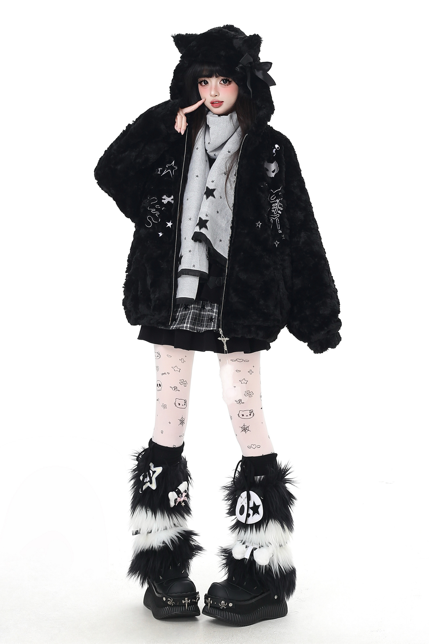 リボンキャットフードファージャケット