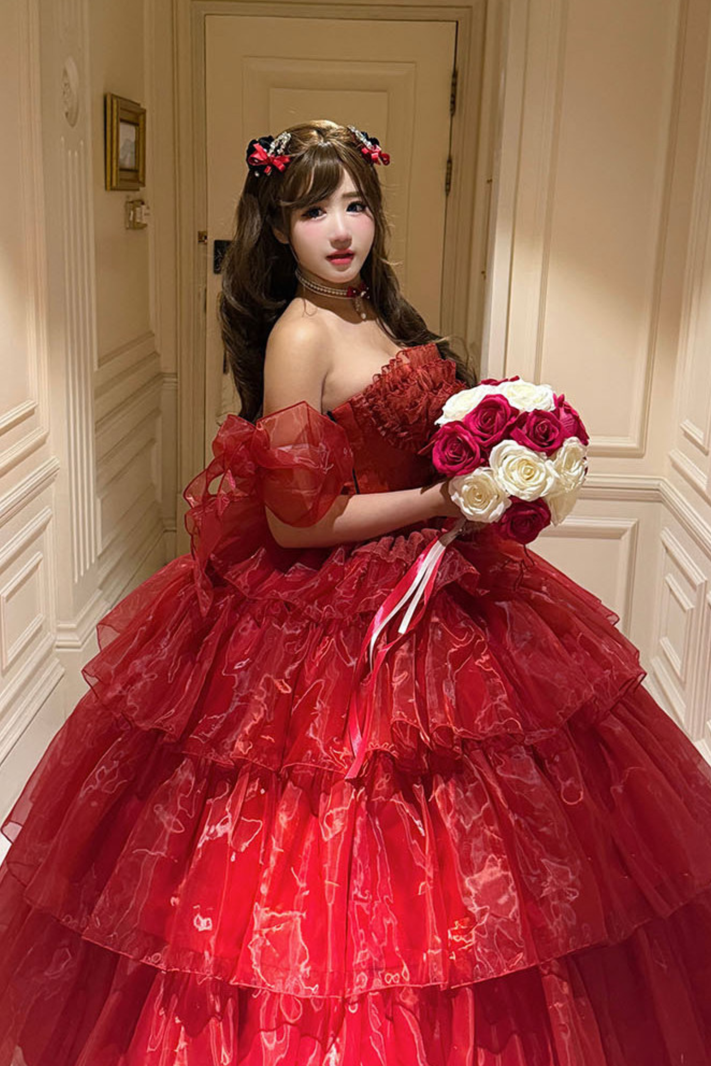 [3월 30일 예약마감] 우아한 무스 러브송 레드 원피스+소매