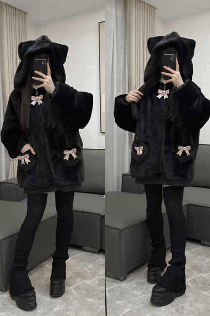 猫耳ぬいぐるみフードジャケット