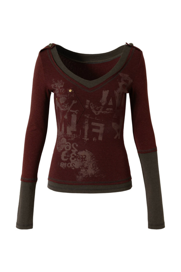 Retro Dark Patchwork Top