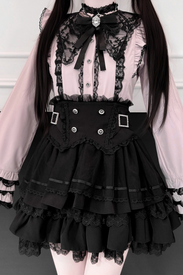 【3月13日予約締切】スイートティーレースプリンセススリーブリボンシャツ+ケーキスカート