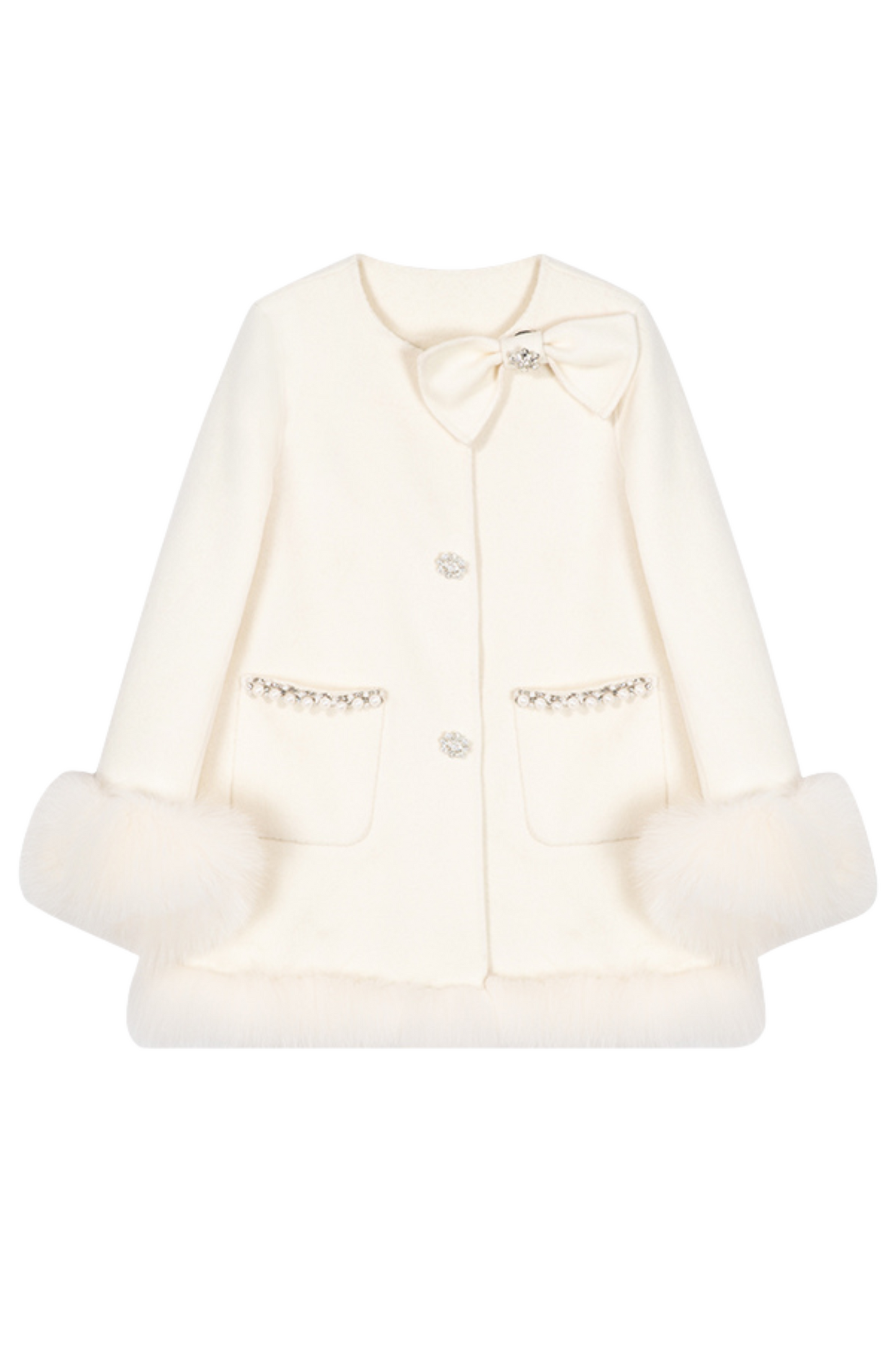 Ribbon A-line Fur Coat