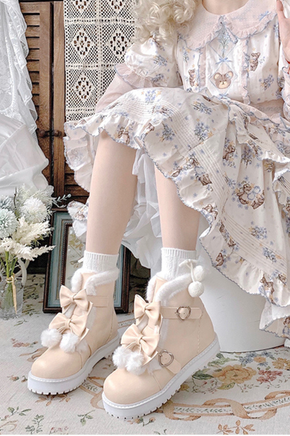 リボンプラットフォームソールブーツ