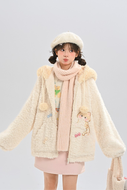 ホワイトファーキャットフードコート