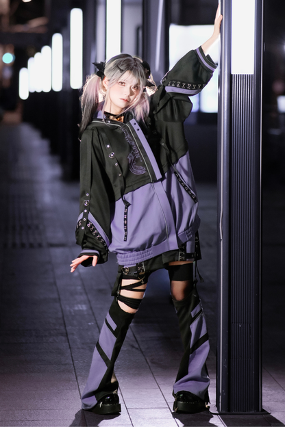 【天使界隈】サイバーテクノロジージャケット+ショートパンツ+レッグカバー