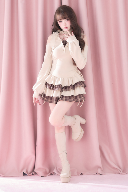 Plaid Ruffle Off-Shoulder Dress