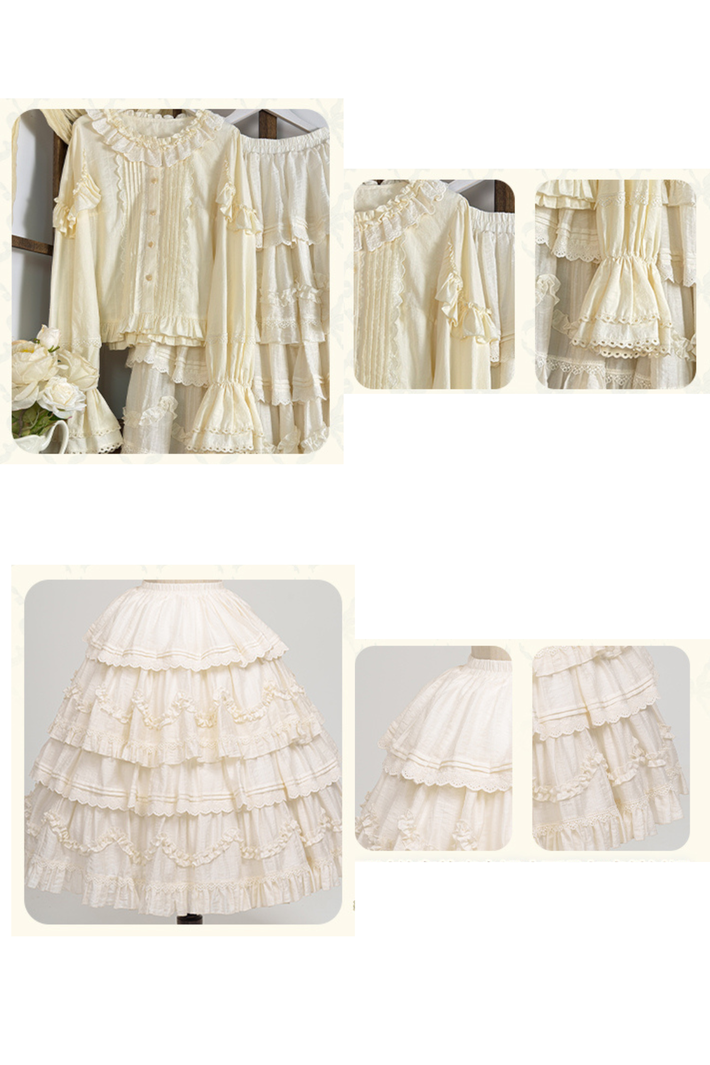 Rabbit Berry Embroidery Print Dress + Bonnet + Hat