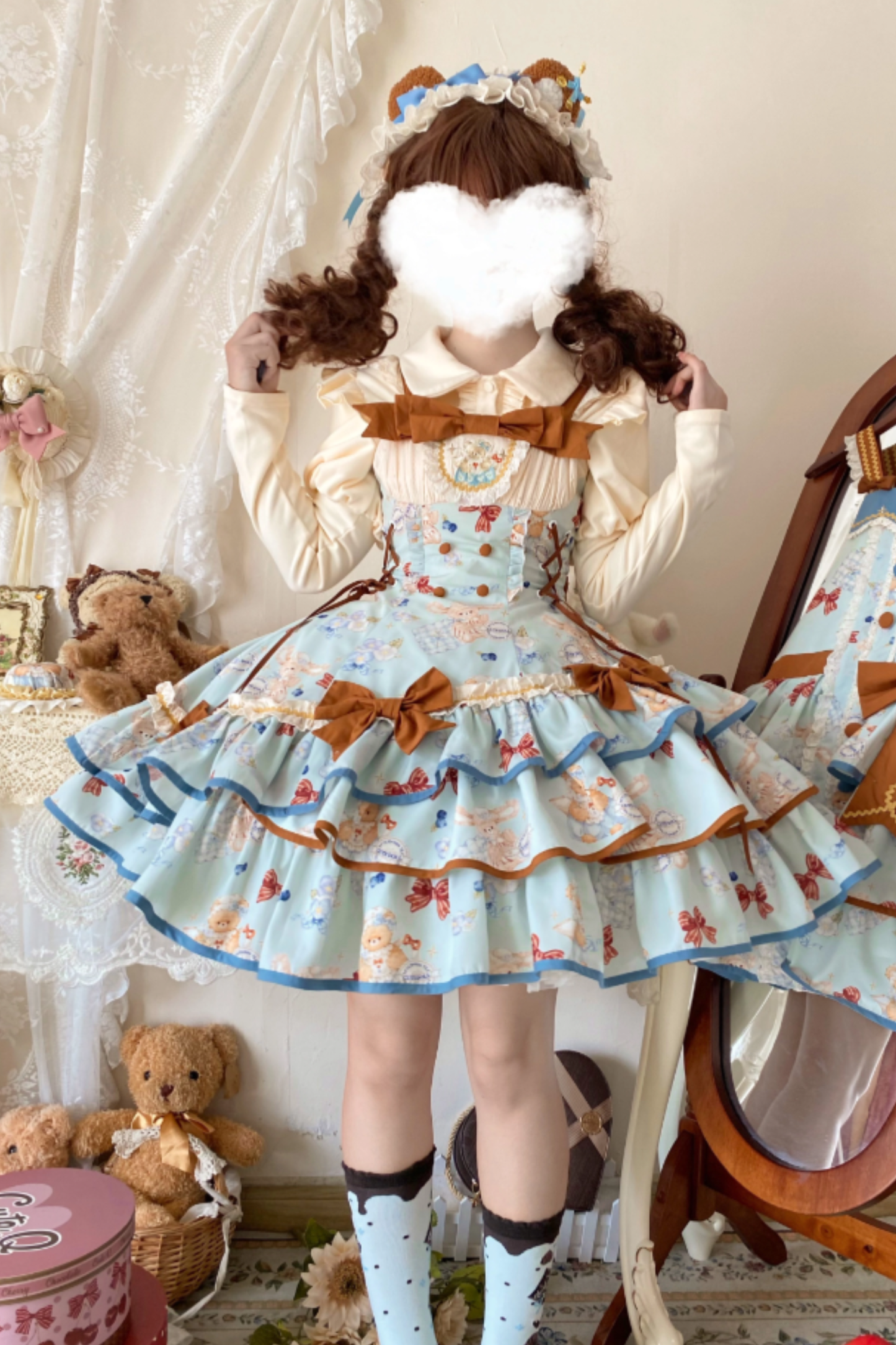 シーサイドベアティーパーティーロリータドレス+ケープ