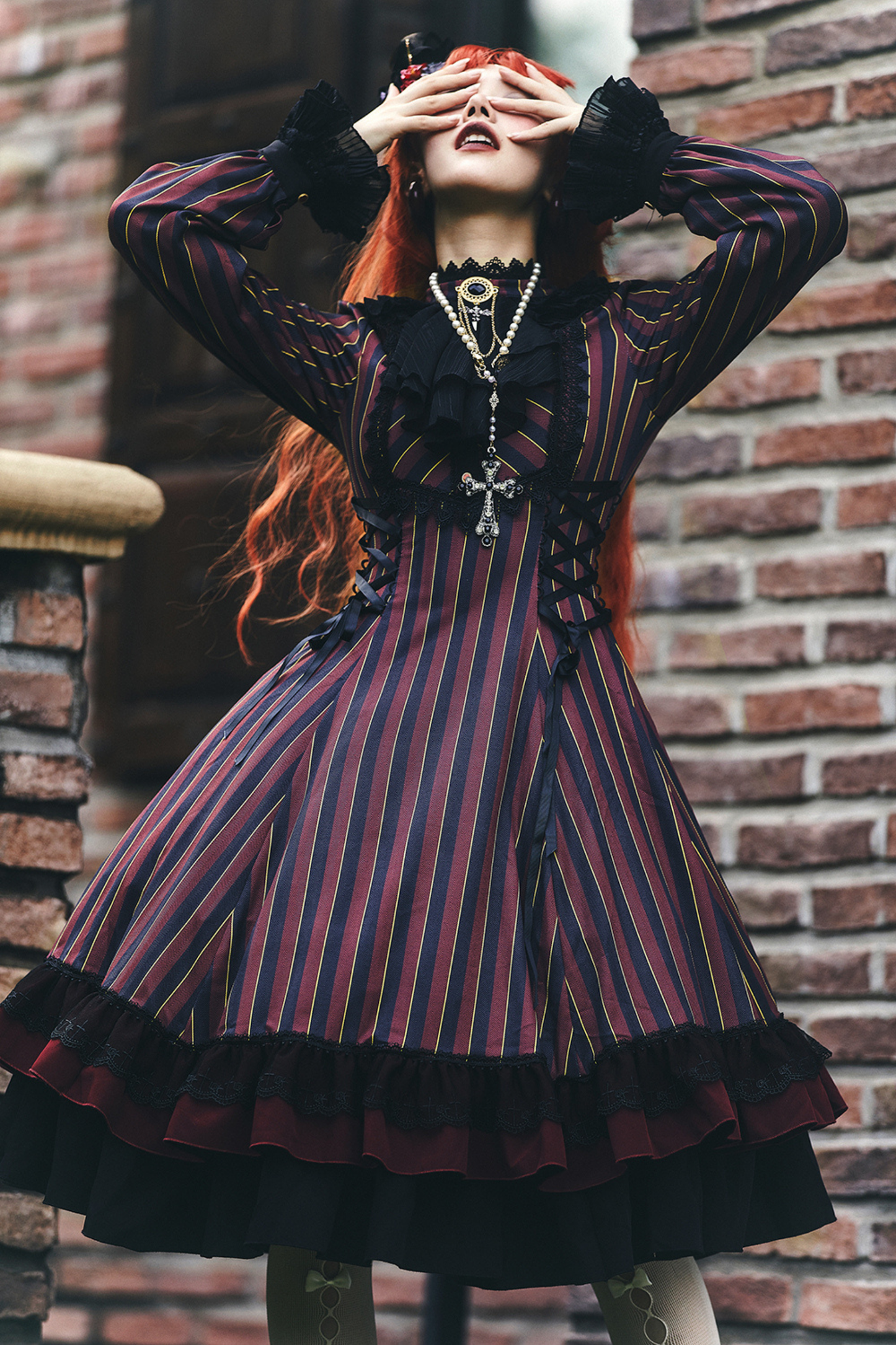 Retro Striped Elegant Gothic Lolita Dress