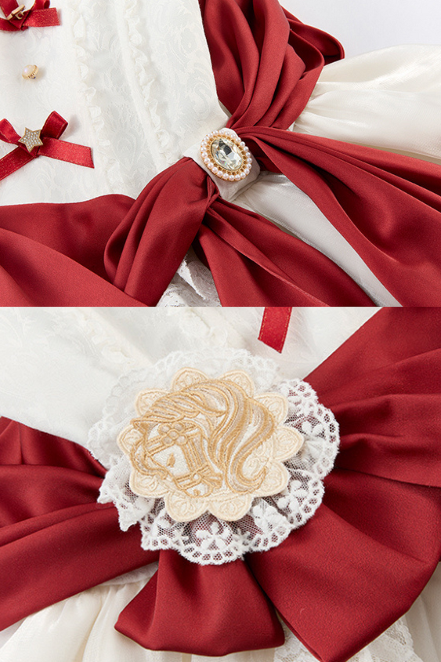 白雪プリンセスロリータドレス+ボンネット+レースチョーカー