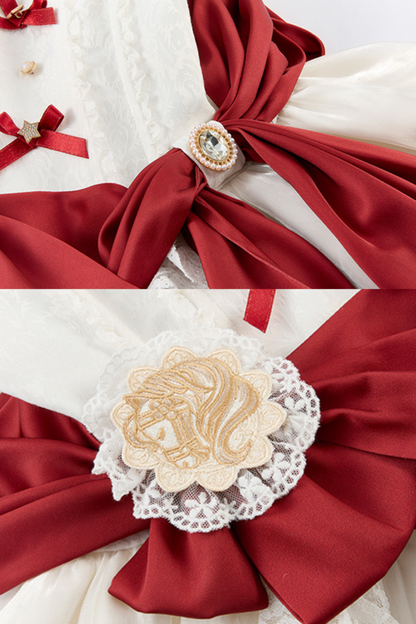 白雪プリンセスロリータドレス+ボンネット+レースチョーカー